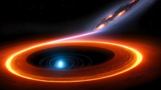 Foto de un agujero negro simulado en el espacio