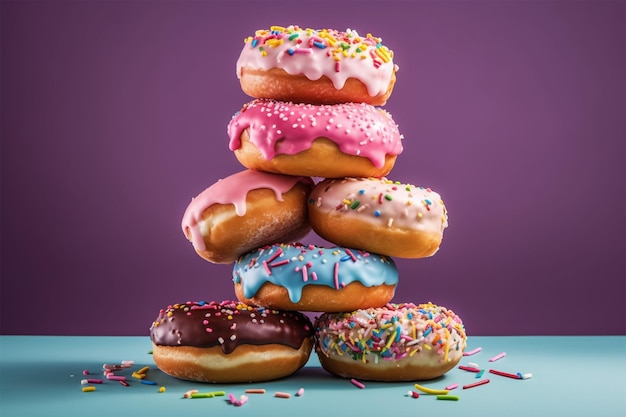 Foto Ai Generative Leckere Donuts, Nationaler Donuts-Tag