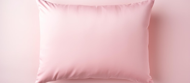 Foto de una almohada rosa contra una pared rosa con espacio vacío para texto o elementos adicionales