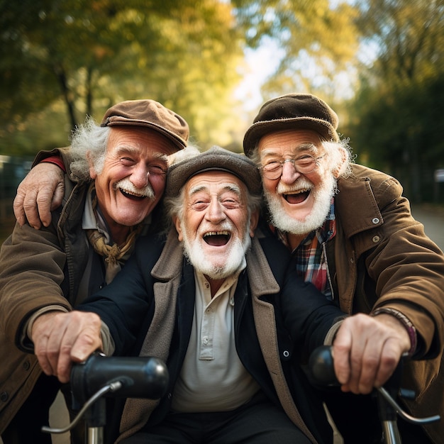 foto de amigos mayores divirtiéndose