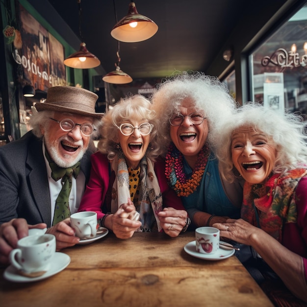 foto de amigos mayores divirtiéndose