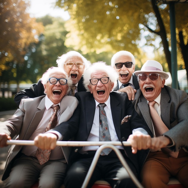 foto de amigos mayores divirtiéndose