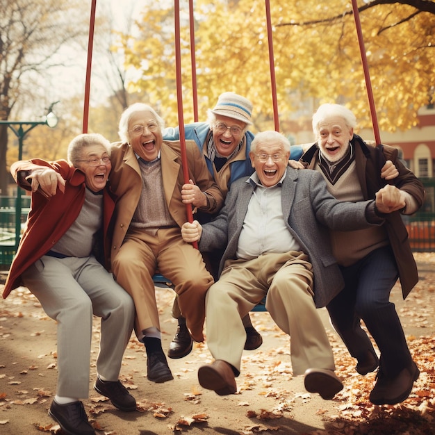 foto de amigos mayores divirtiéndose