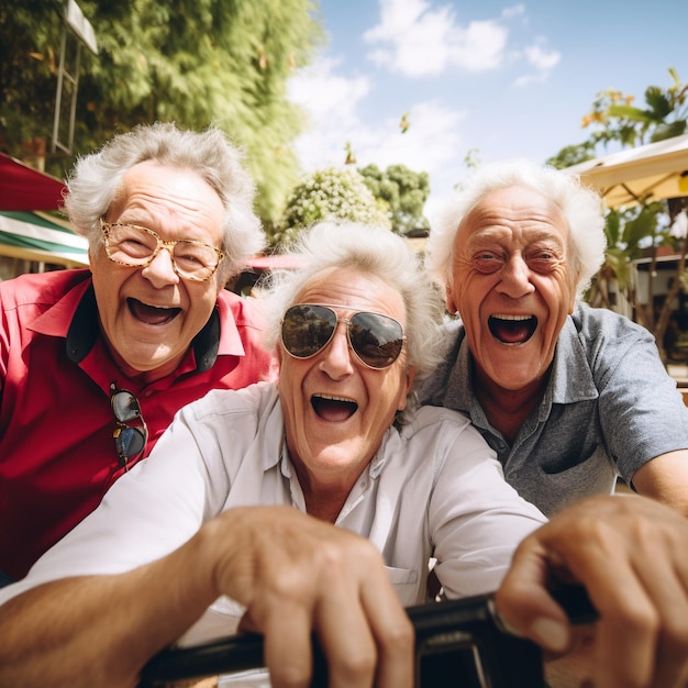 foto de amigos mayores divirtiéndose