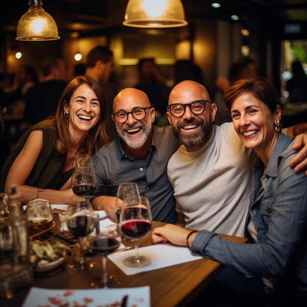 Foto foto de amigos de mediana edad divirtiéndose