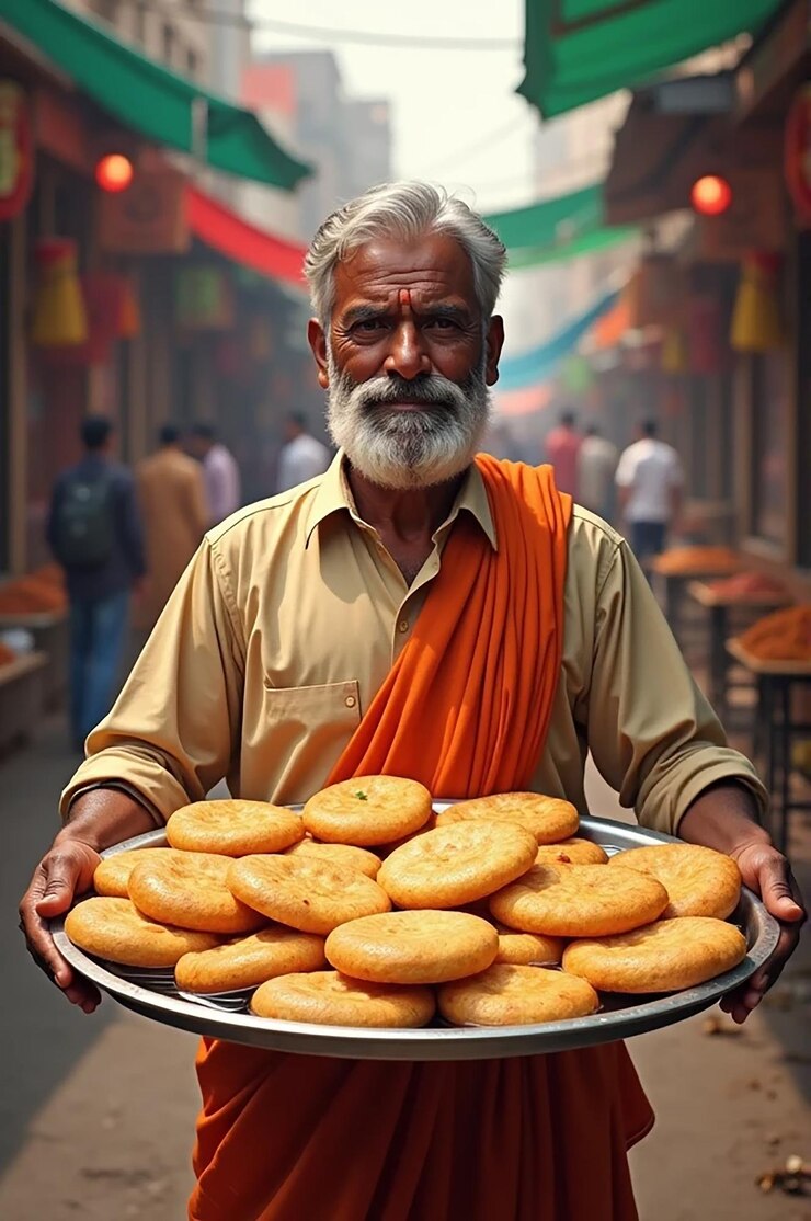 Foto de un anciano vendiendo
