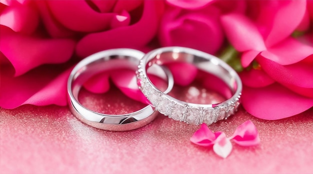 Foto de anillo de bodas de amor en un fondo genial IA generativa