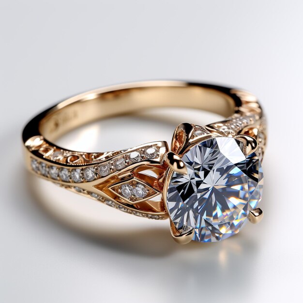 foto de un anillo de diamantes sobre un fondo blanco