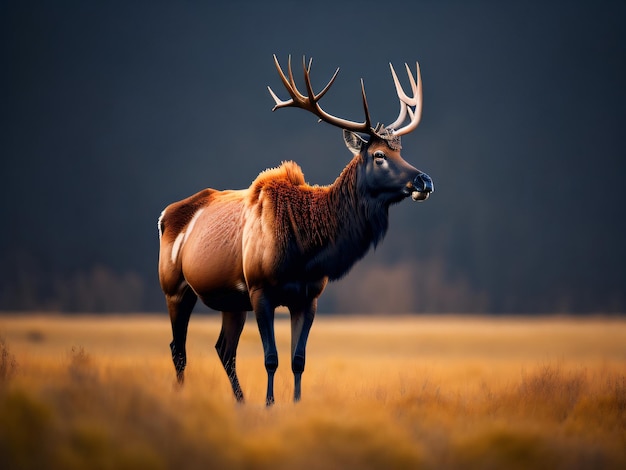 Foto de un animal Elk parado en un campo capturado con una DSLR