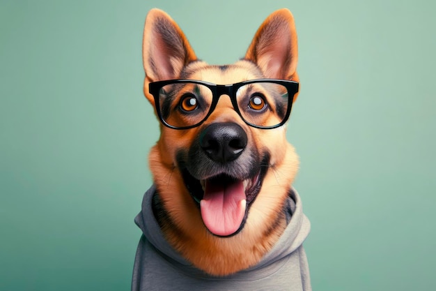 foto de un animal real sorprendido perro gracioso usar gafas ai generativo