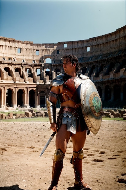 Foto de una antigua ciudad romana ejército romano cicatrices de batalla marchando victorias