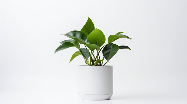 Foto de anubias en maceta minimalista como planta de interior para la decoración del hogar.