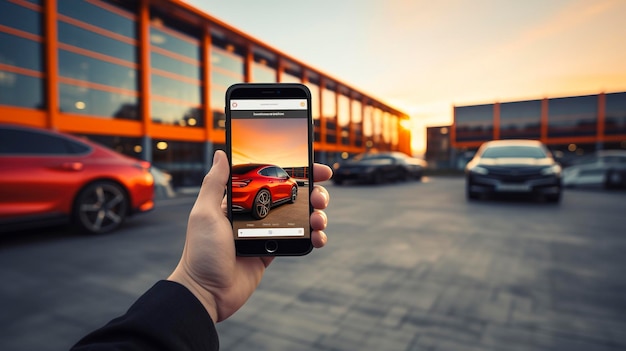 Una foto de una aplicación de alquiler de autos en un teléfono inteligente