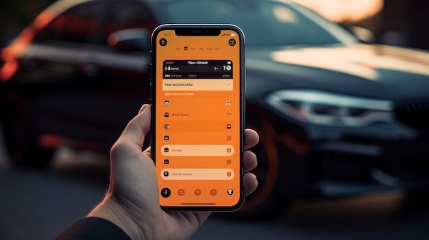 Una foto de una aplicación de asistencia en carretera de alquiler de automóviles