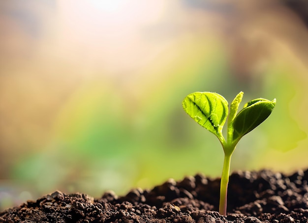 Foto aproximada da planta de soja no campo agrícola cultivado Planta crescendo na luz solar Brotando AgroxA