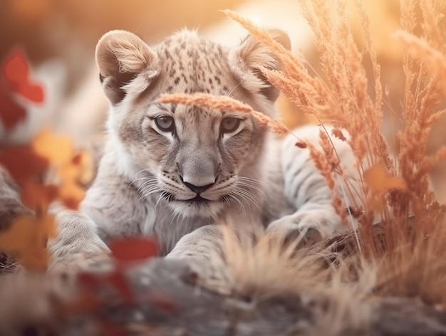 Foto aproximada de animal tigre bebê gerada por IA