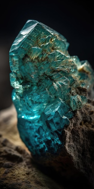 Foto aproximada de macro de pedra mineral de berilo Foto de alta qualidade IA generativa