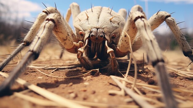 Foto foto de la araña camello en el suelo