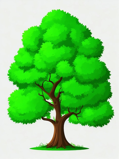 Foto de árbol de arte de dibujos animados de vector de color verde