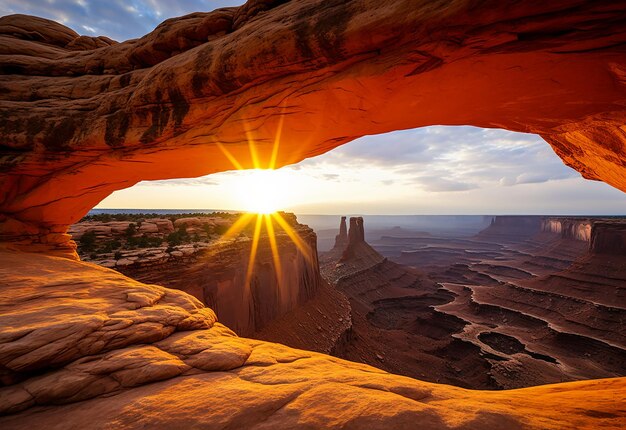 Foto del arco de mesa al amanecer.