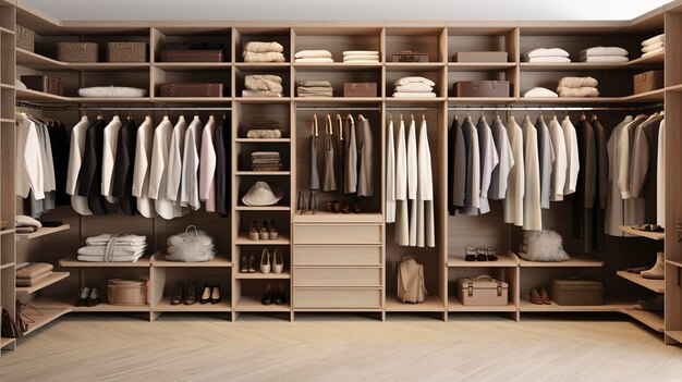 Una foto de un armario con almacenamiento organizado