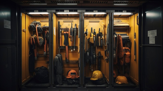 Una foto de un armario de herramientas vacío de los trabajadores de la construcción