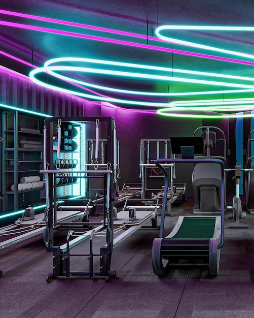 una foto de un arquitecto en el interior con luces de colores
