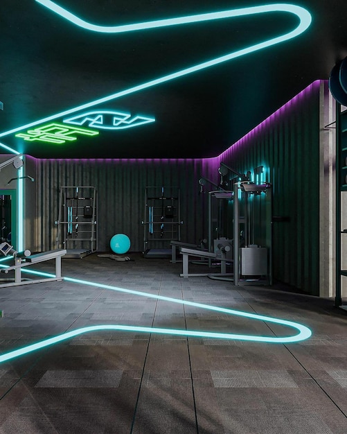 una foto de un arquitecto en el interior con luces de colores