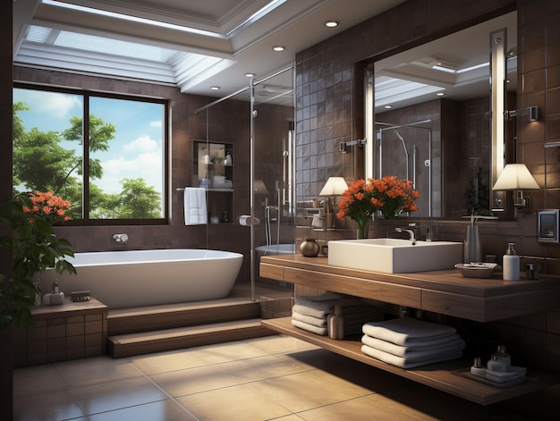 Foto arquitectónica del baño moderno.