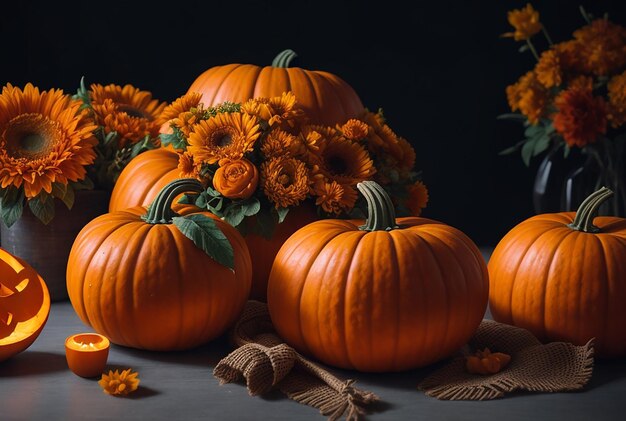 Foto arreglo de calabazas en interior