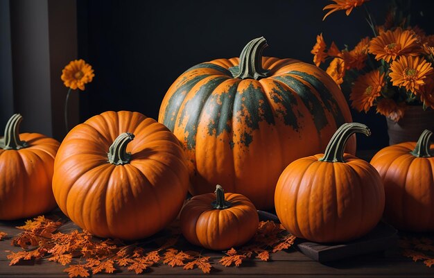 Foto arreglo de calabazas en interior