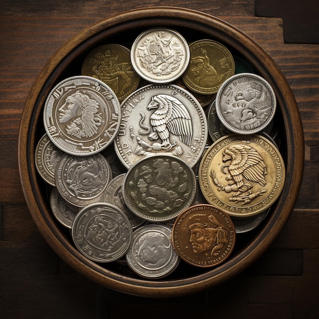 foto arreglo de monedas mexicanas