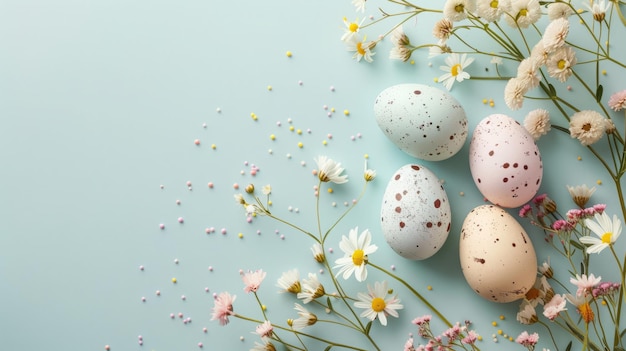 Foto de arriba de los huevos de Pascua de colores