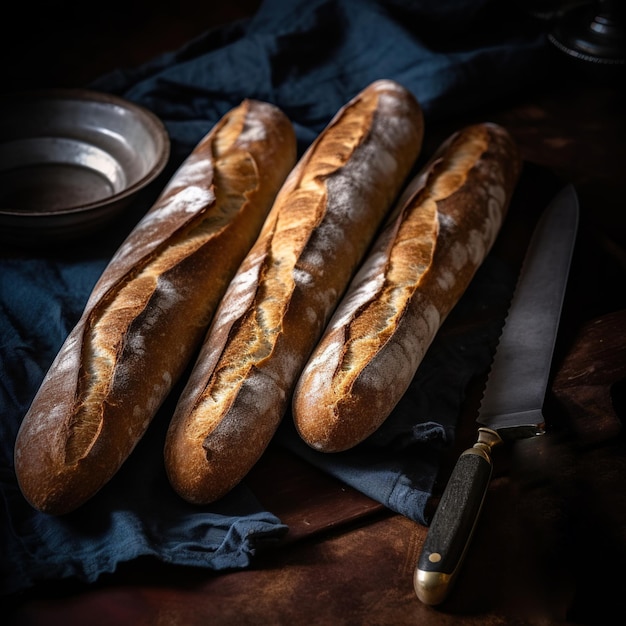 De la foto de arriba del pan baguette francés