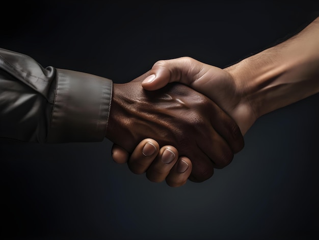 Foto foto de arte digital de un apretón de mano que representa un saludo o una asociación de negocios o un acuerdo de colaboración