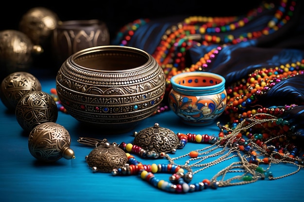 Foto de las artesanías tradicionales indias con el Día de la República