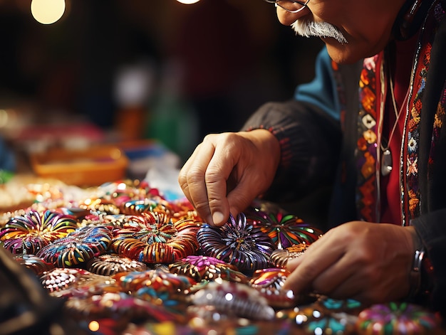 Foto de artesanos colombianos que crean joyas y artesanías intrincadas Inspi Festive Colombia Vibrant