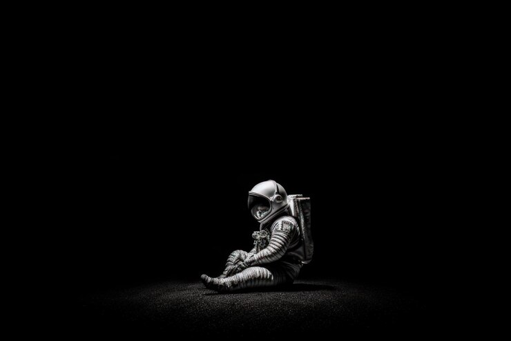 Foto de un astronauta en la oscuridad negra IA generativa