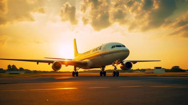 Foto de aterrizaje en tierra del avión