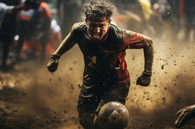 Foto foto de un atleta en acción durante un intenso partido deportivo ia generativa