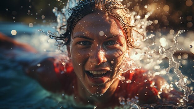 foto de atleta de natación de tiro medio