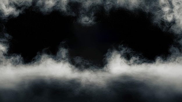 Foto foto de atmósfera oscura de una habitación vacía bañada en niebla