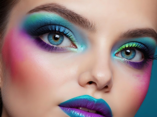 Foto-Augen-Make-up mit hellen Gradientenfarben