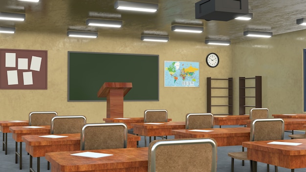 Foto de aula de render 3d de alta calidad