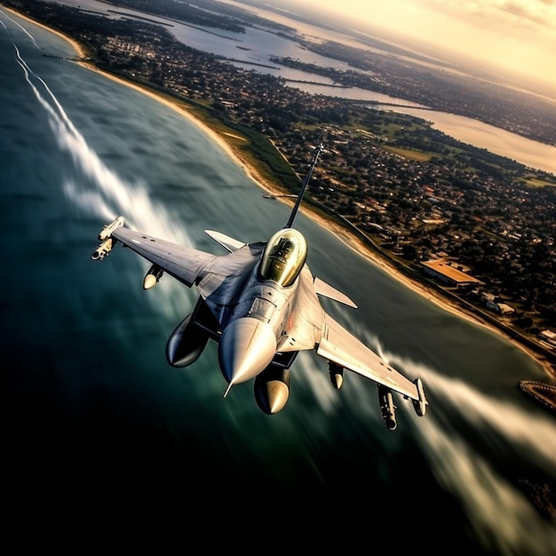 Foto foto avión de combate volando en el cielo