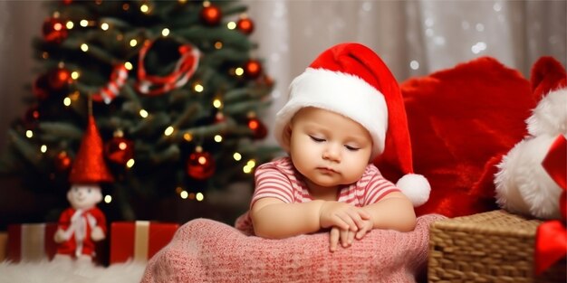 Foto Baby auf weihnachtlichem Hintergrund