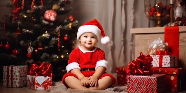 Foto Baby auf weihnachtlichem Hintergrund