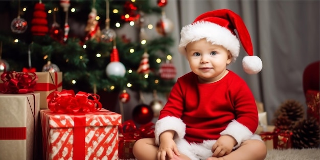 Foto Baby auf weihnachtlichem Hintergrund