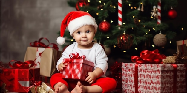 Foto Baby auf weihnachtlichem Hintergrund