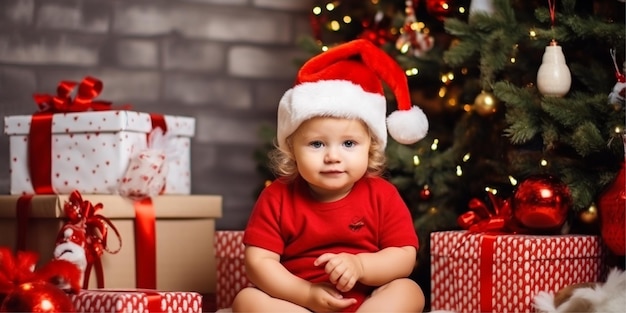 Foto Baby auf weihnachtlichem Hintergrund